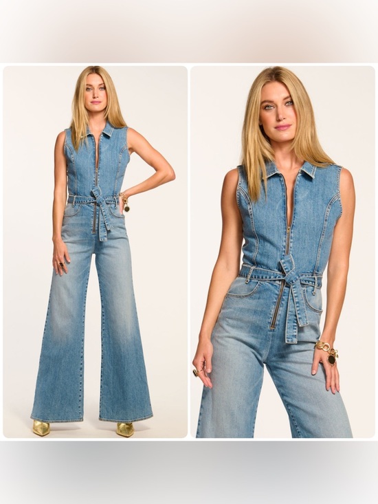 Ramy Brook Pants - New! Ramy Brook Jemma Denim Wide Leg Belted Jumpsuit 💙 Size 26 NWT!